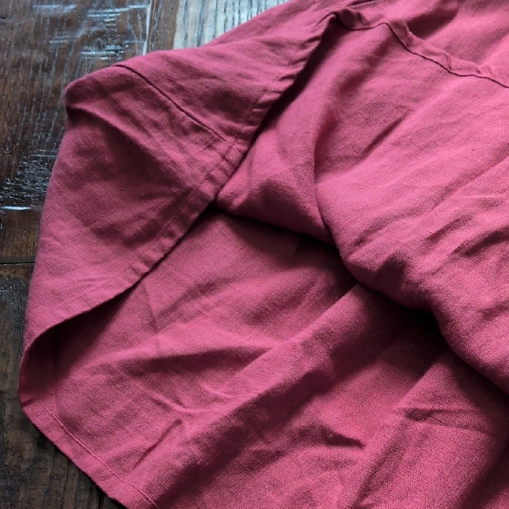 MEETRA LINEN I Raspberry Pull-On A-Linen Linen Maranon Short Skirt, M - Picture 8 of 10